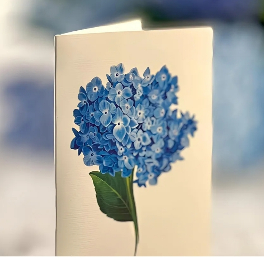FreshCut Paper Blue Hydrangea 12 inch Pop Up Bouquet 3D Greeting Card New - Picture 5 of 9